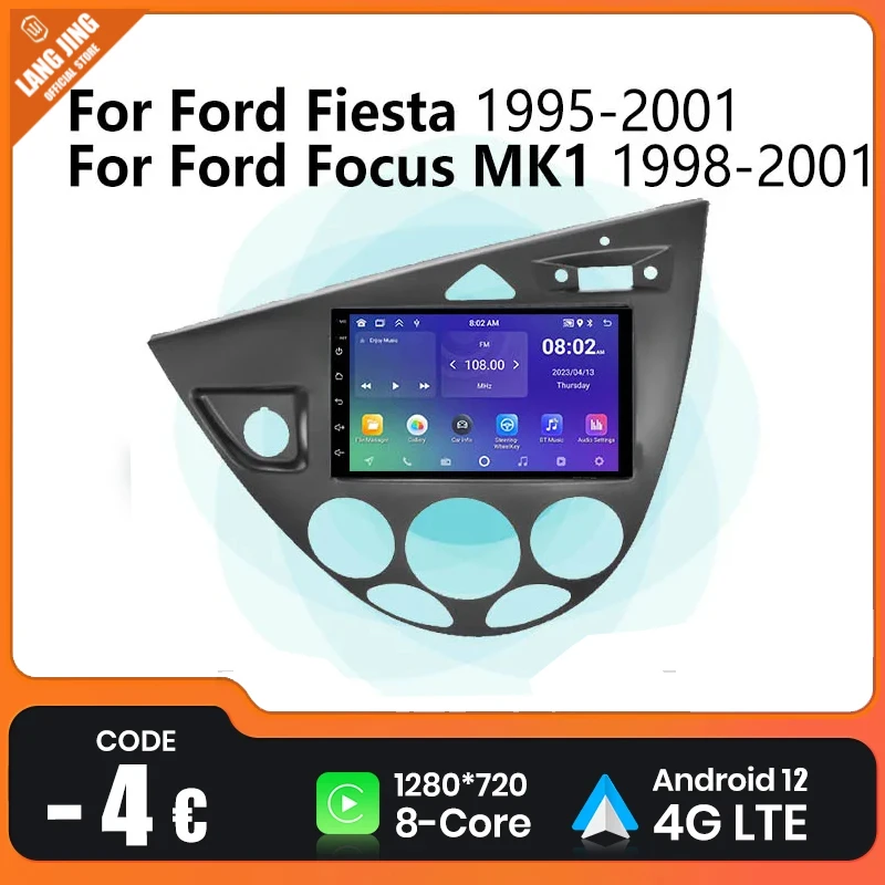 

Автомагнитола 2 Din, Android, стерео для Ford Fiesta 1995-2001 Focus MK1 1998-2004, автомобильный мультимедийный плеер, Автомагнитола для Carplay, головное устройство