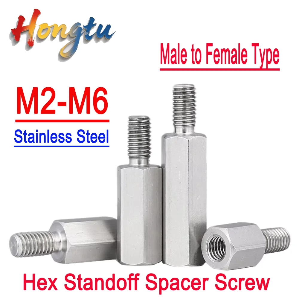 

5/10 Pieces | Stainless Steel Hex Standoff Spacer Screw | Male to Female Type | Sizes M2.5, M3, M4, M5, M6