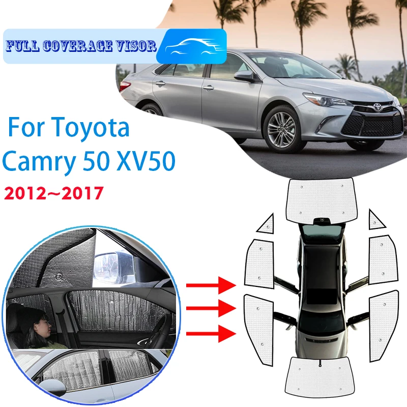 

Car Full Coverage Sunshades For Toyota Camry 50 XV50 2012~2017 2014 Anti-UV Car Sunscreen Window Sunshade Cover Auto Accessories