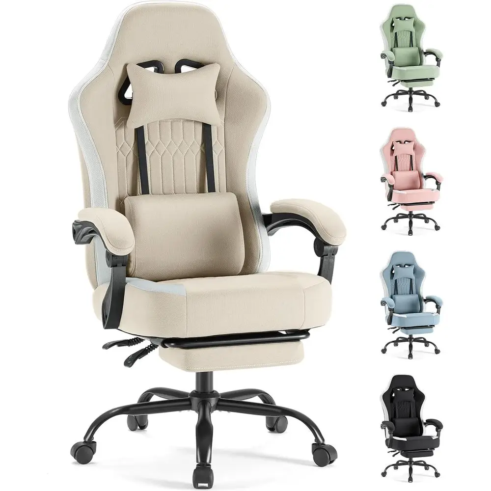 Computer Gaming Chair - High Back Ergonomic Desk Chair with ootrest and Lumbar Support, Height Adjustable Task Chair with Linkag