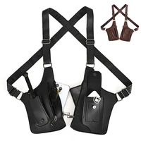 Double Shoulder Strap Multi-Pocket Outdoor Tactical Vest Tactical Fishing Bag Waterproof PU Multi-Purpose Men's Crossbody Bags