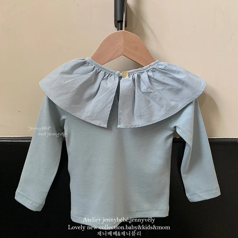 2024 New Autumn Children Clothes Toddler Baby Girl T-shirt Long Sleeved Cotton Solid Color Newborn Baby Girls Pullover Top