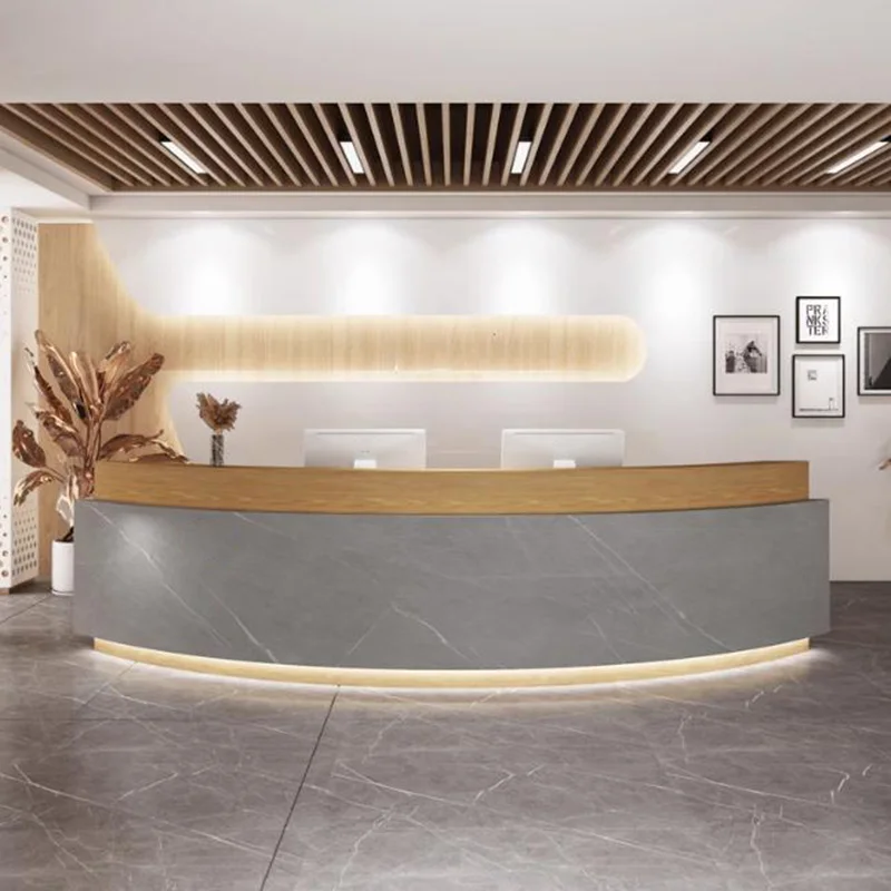 Коммерческая мебель Стойки регистрации Изогнутый ящик Стойки