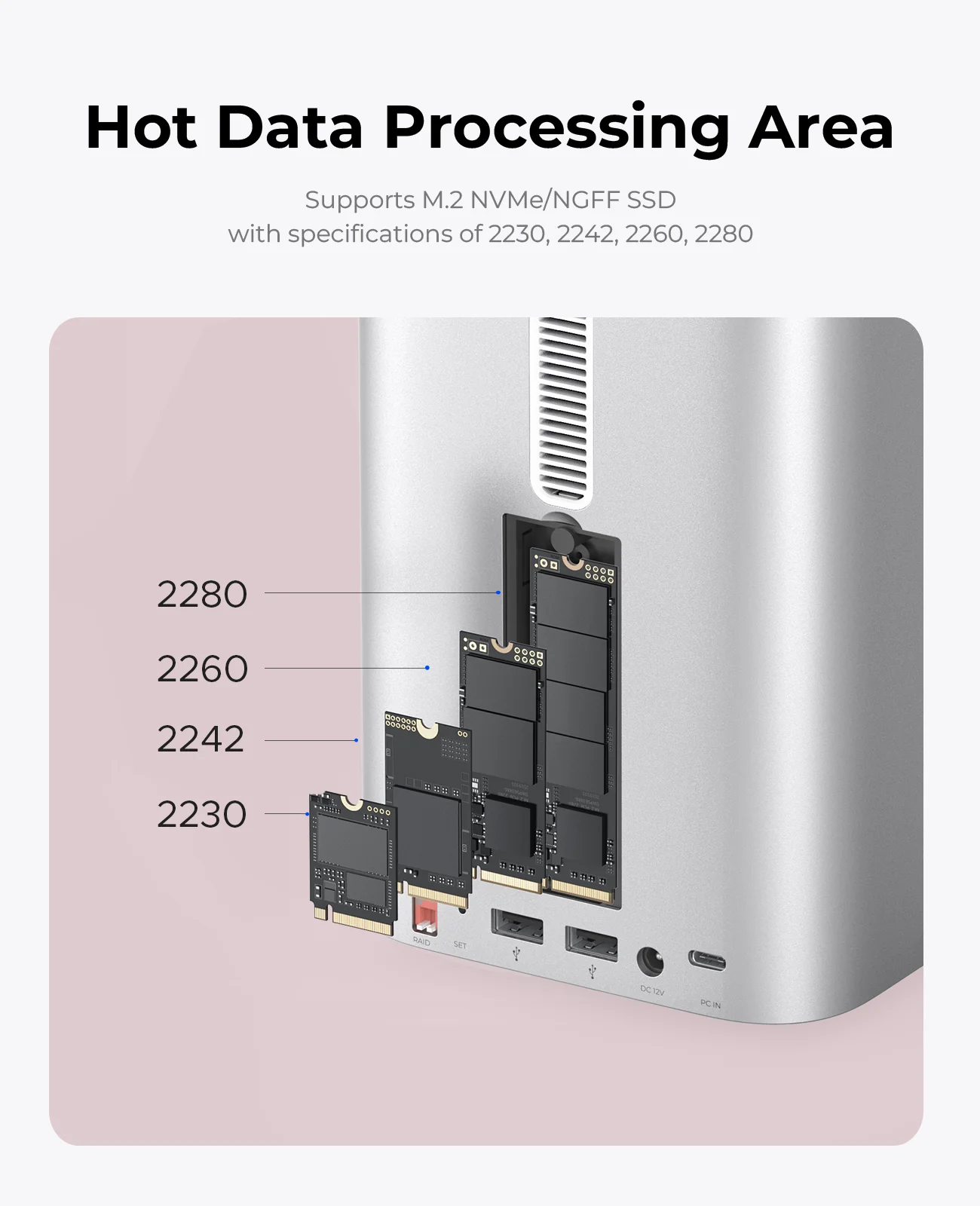 ORICO MiniTower Mac Mini M4 Dock M.2 SSD carcasa de disco duro de 3,5 pulgadas estación de acoplamiento tipo C sistema de almacenamiento híbrido de escritorio DAS