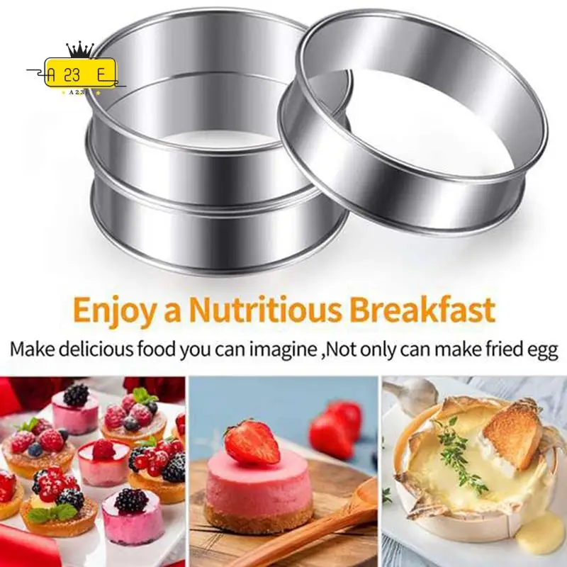 

A23E-5 Pieces Double Rolled Tart Rings Round Muffin Rings Crumpet Rings Circular Tart Rings For Home Restaurant Baking Tools