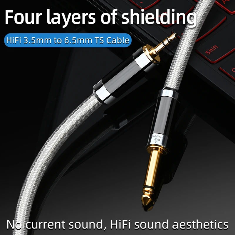 

Audio Cable HiFi 3.5 to 6.5 Cord for Amplifier Mixer Hi-end 7N OCC Mixed Silver Core 3.5mm to 6.5mm TS Jack Professional Cable