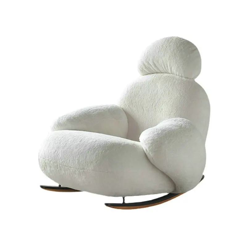 

#Cream Wind Suede Casual Lazy Rocking Chair Fabric Leisure Recliner Armchair Comfortable Living Room Accent Chair
