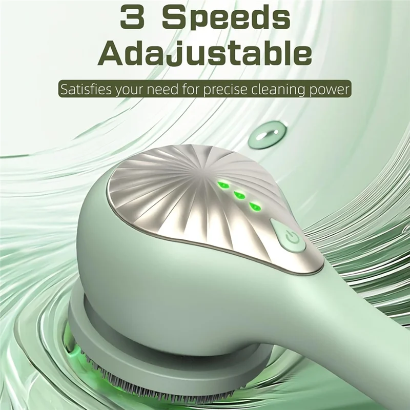 A05G-فرشاة الجسم الكهربائية الخلفية IP67 مقاومة للماء، 3 سرعات، مقبض ممتد، فرشاة دوارة قابلة لإعادة الشحن، دش أصفر