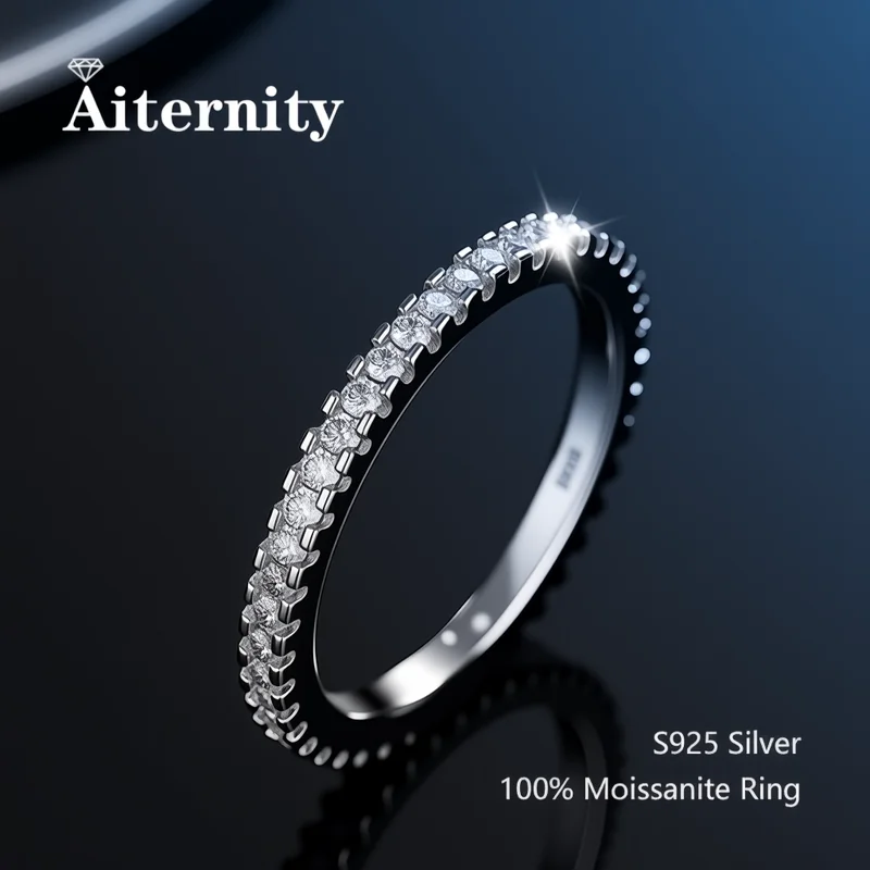 925 Sterling Silver Female Single Tail Ring100% Pass Diamond Tester Pen Moissanite Ring Matching Wedding Diamond Band for Women
