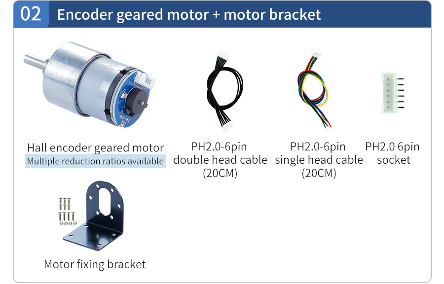12V 205 Gleichstrom motor mit hohem Drehmoment und Metall getriebe mit Encoder 333 U/min 550 U/min Elektronisches Projekt mit U/min Geschwindigkeit für Balance-Ackerman-Auto – Detail 2