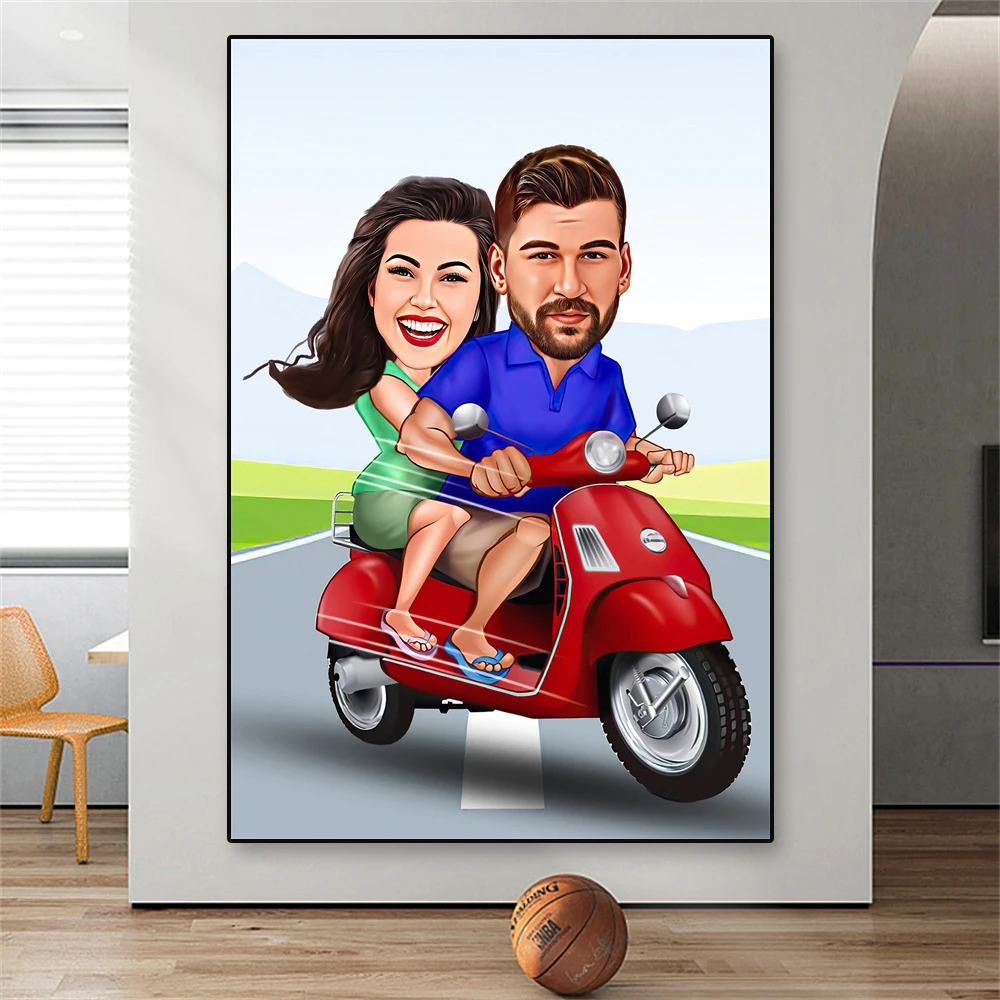 Personalized Cartoon Portrait Poster Custom Couple Portrait Picture Prints Men Women Birthday Gift Home Wall Canvas Painting