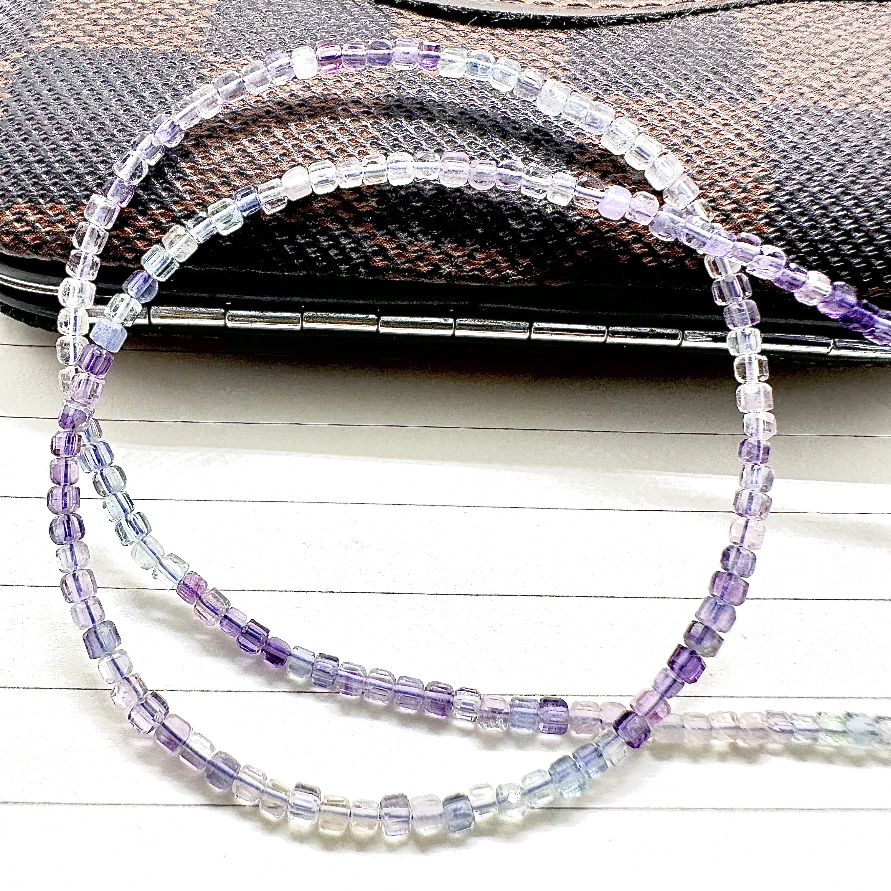 Fluorite Natural Stone Beads Necklace Women Summer Crystal 2023 Small 2mm Faceted Rainbow Fashion Jewelry Gift Cute Amulet 5pc