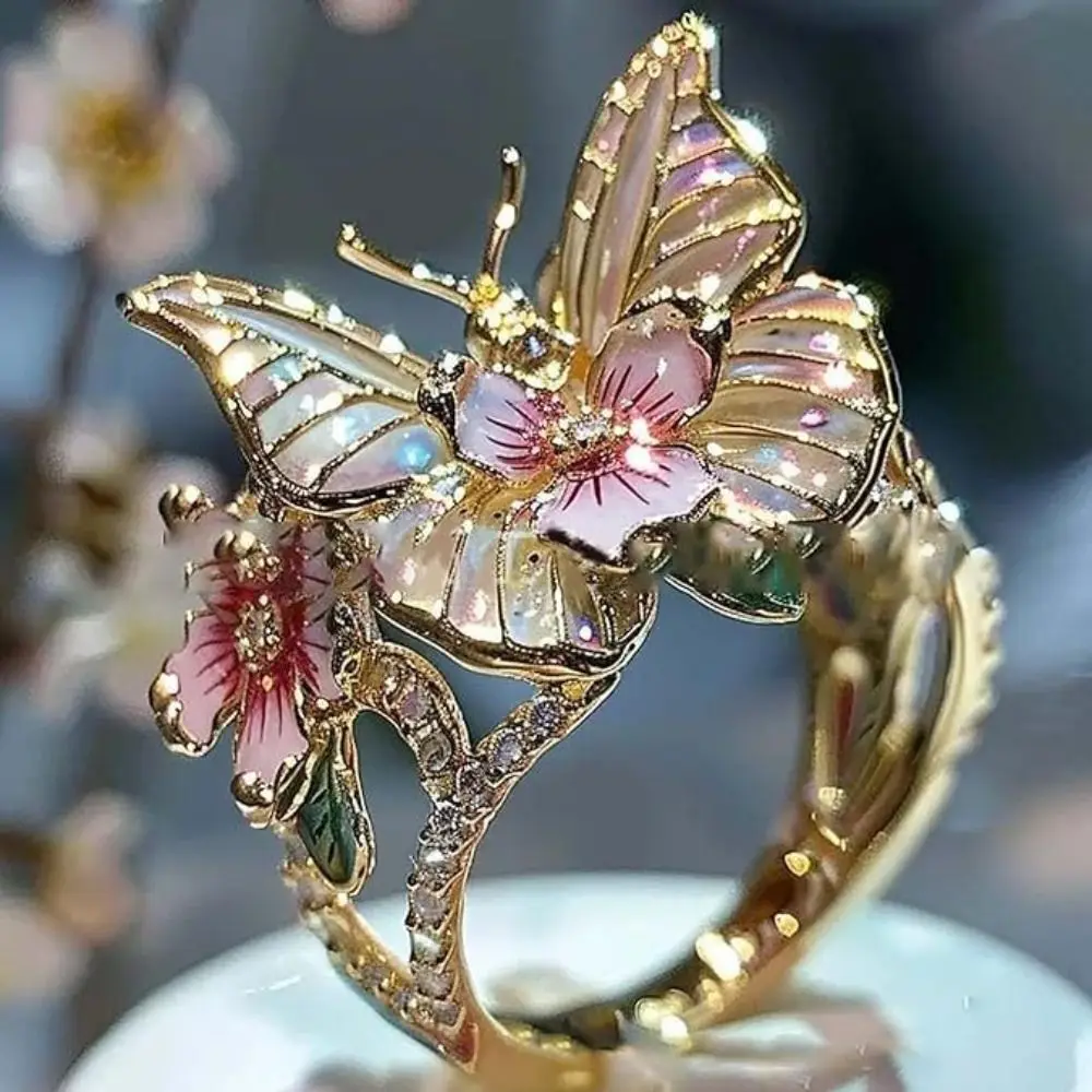 Fashion Butterfly Ring Crafts Gift Finger Decorations Non-fading Vintage Rings Jewelry Accessories