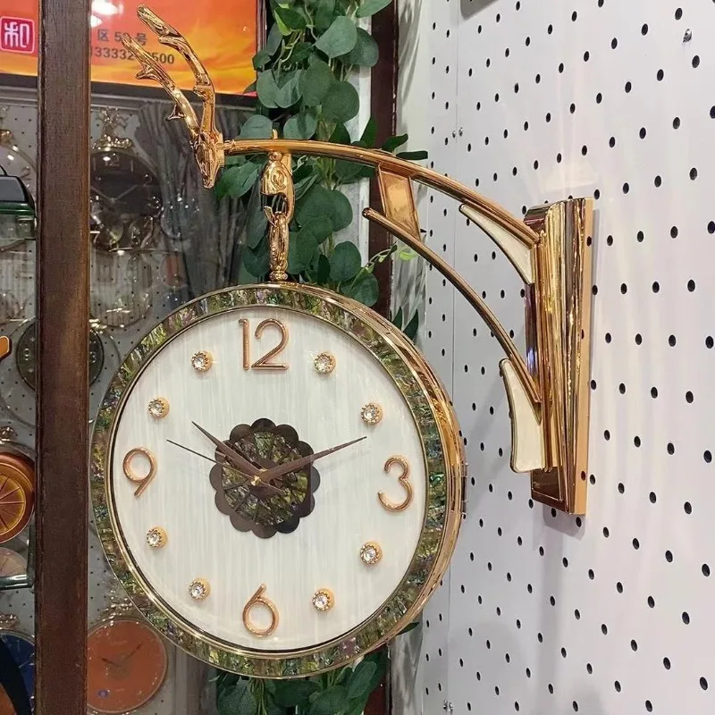 Double Sided Wall Clock Modern Wall Watch Silent Elegant Decorative Clocks Minimalist Luxury Aesthetic Living Room Watches Decor