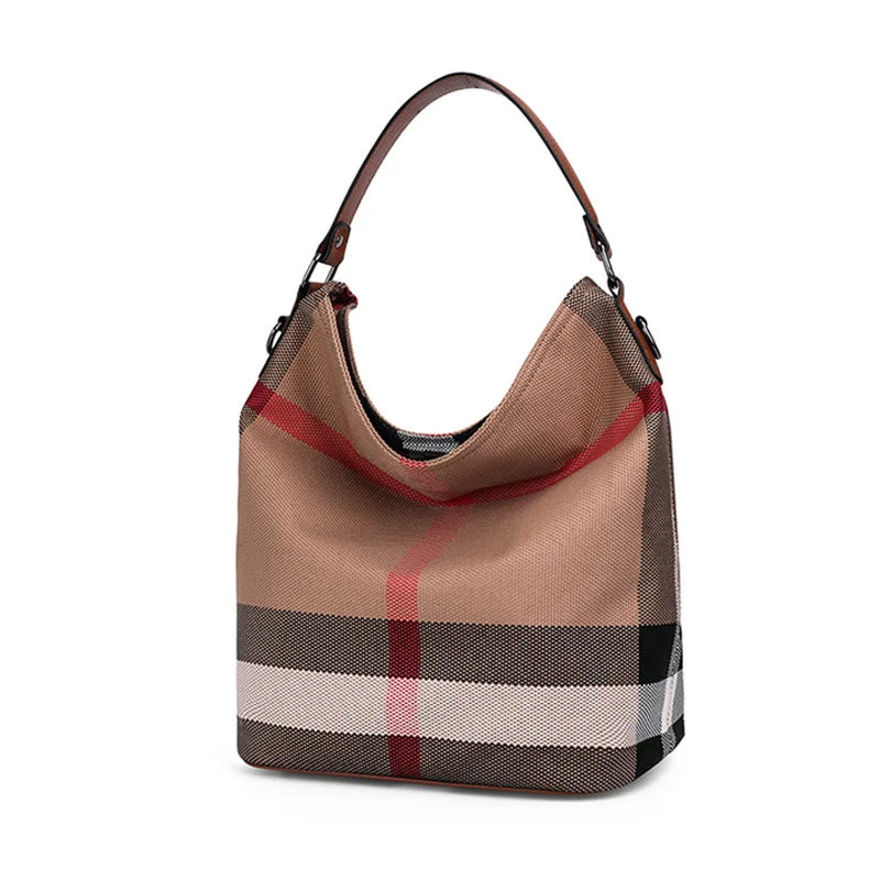 Fashionable Bucket Bag For Women 2024 New Casual leather Bag For Women, Checkered Canvas Bag, Shoulder Bag, Crossbody Bag