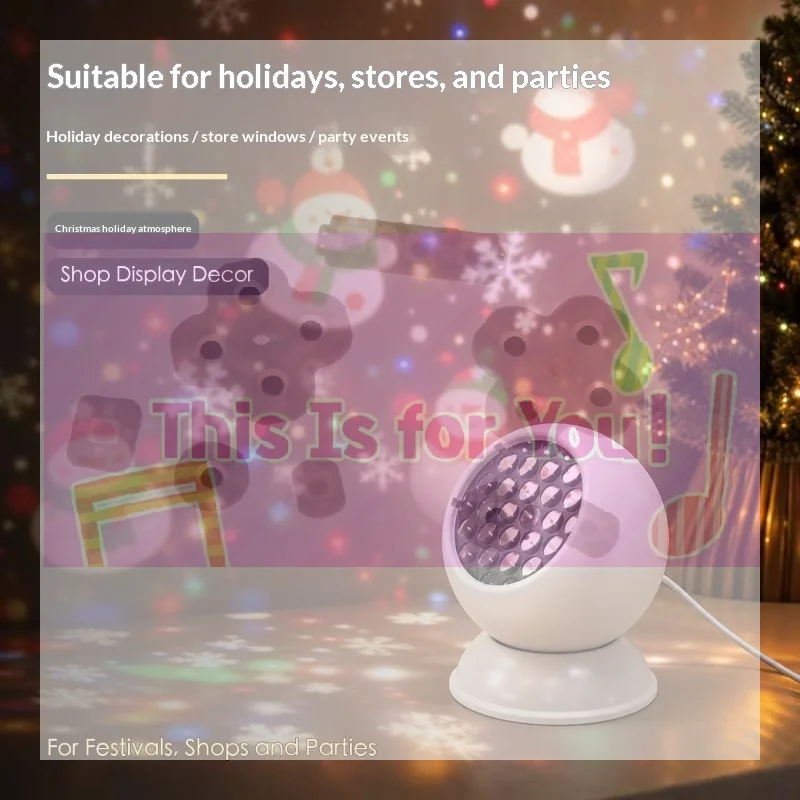 【MA】LED Snowflake Christmas Ambient Projector Light Lenses 360 Rotating Base For Bedroom Party Living Room Decor