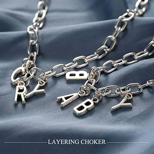 2024 Trendy Silver Double Layer O Chain Necklace CRY BABY Choker Necklace Letter Pendant Necklace for Women Ladies Jewelry Gift