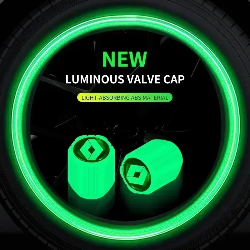 4pcs Car Tyre Valve Stem Luminous Caps Fluorescent Decor For Renault Clio Koleos Megane 2 Espace QM6 Kadjar Captur Scenic Laguna