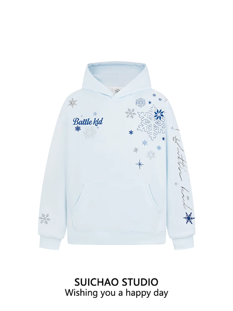 

Suichao American Retro Heavy Embroidery Hoodie Sweatirt Loose Couple Match Casual Warmth Long Sve Printed Hooded Jaet