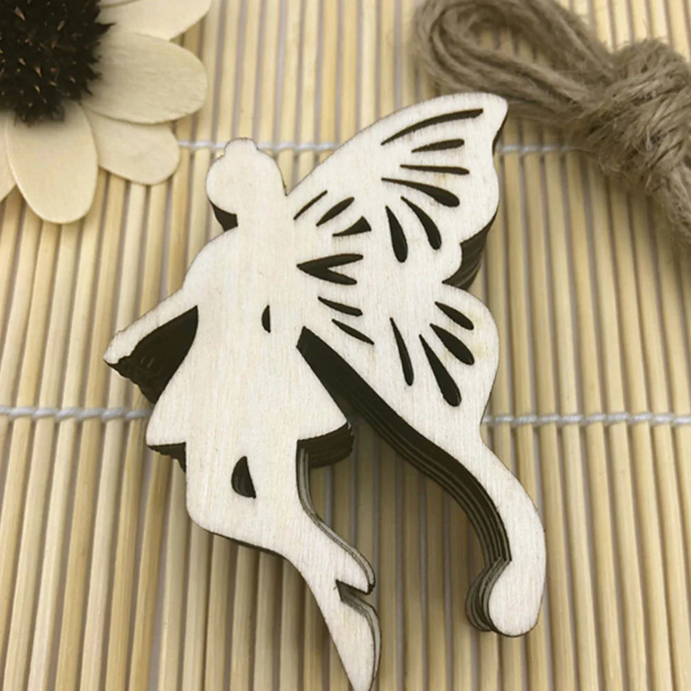 

10pcs Wood Butterfly Hanging Decor Unpainted Fairy Wood Chip Kids Diy Painting Embryo Craft Set Natural Wooden Cutout For Home