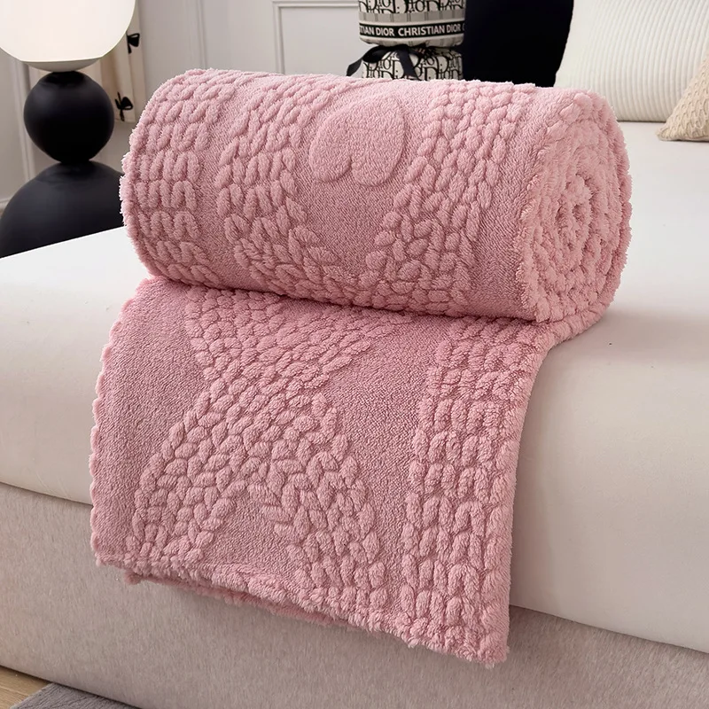1pc Lovely Heart Cable Blanket Twin/Full/Queen/King Warm Gentle Texture Decorative Sleeping Blanket