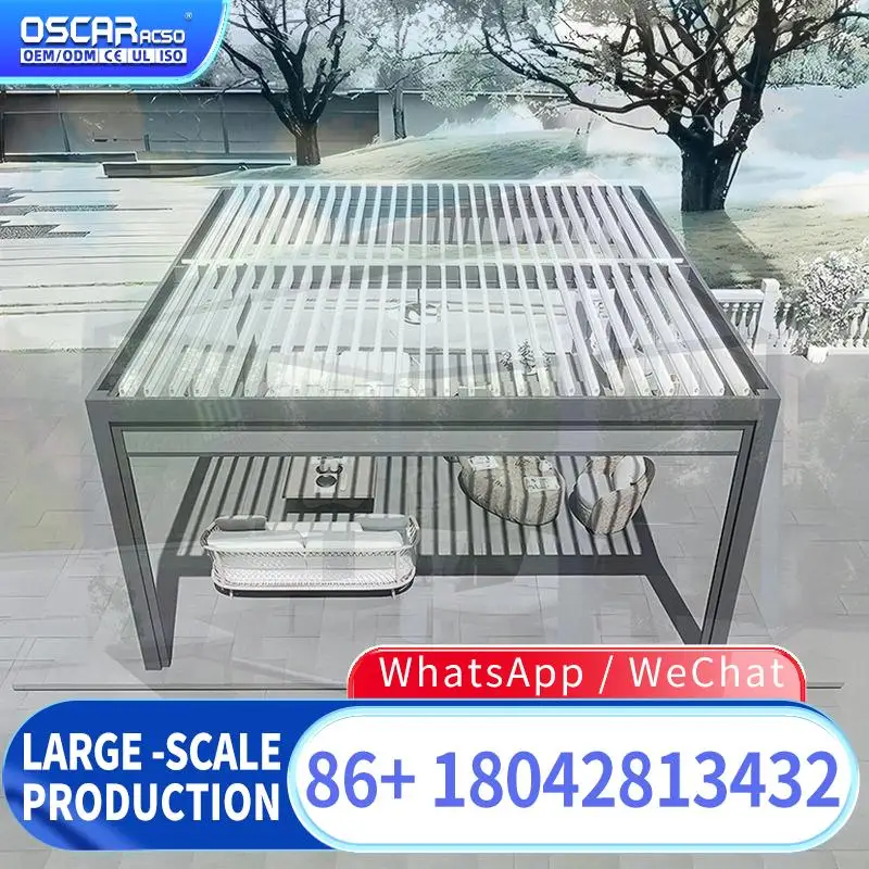 Waterproof Hardtop Alum Louver Roof System Bioclimatic Pergola 4X4 Kit for Barbecue Garden Outside pergola