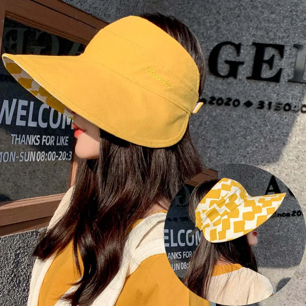 

Fashion Personality Cotton Square Anti-ultraviolet Summer Double Sided Sun Hat Beach Cap Empty Hat