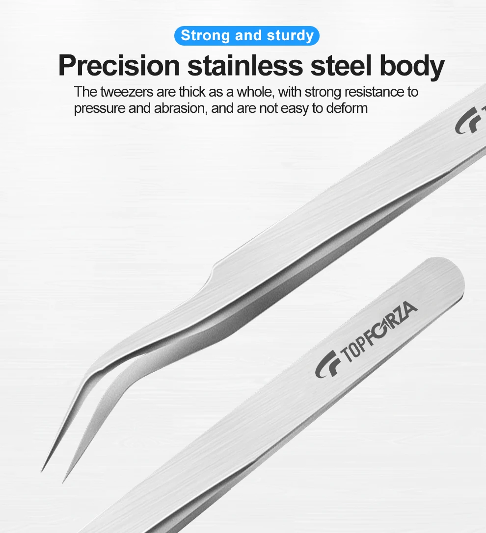 10Pcs/Bag Stainless Steel Tweezers Set Precision Curved Straight Repair Tools Professional Maintenance Industrial Tweezers