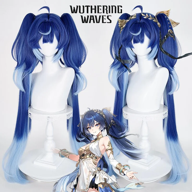 

Игра Wuthering Waves IUNO, парик для косплея для взрослых, длинные синие волосы, термостойкие синтетические парики, реквизит для Хэллоуина, карнавала