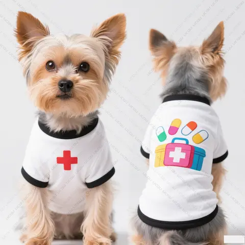 2025 Abbigliamento per cani da compagnia Gilet per cani Infermiera Modello uniforme Stampa Ad asciugatura rapida e traspirante Moda esclusiva per animali domestici carina e accattivante