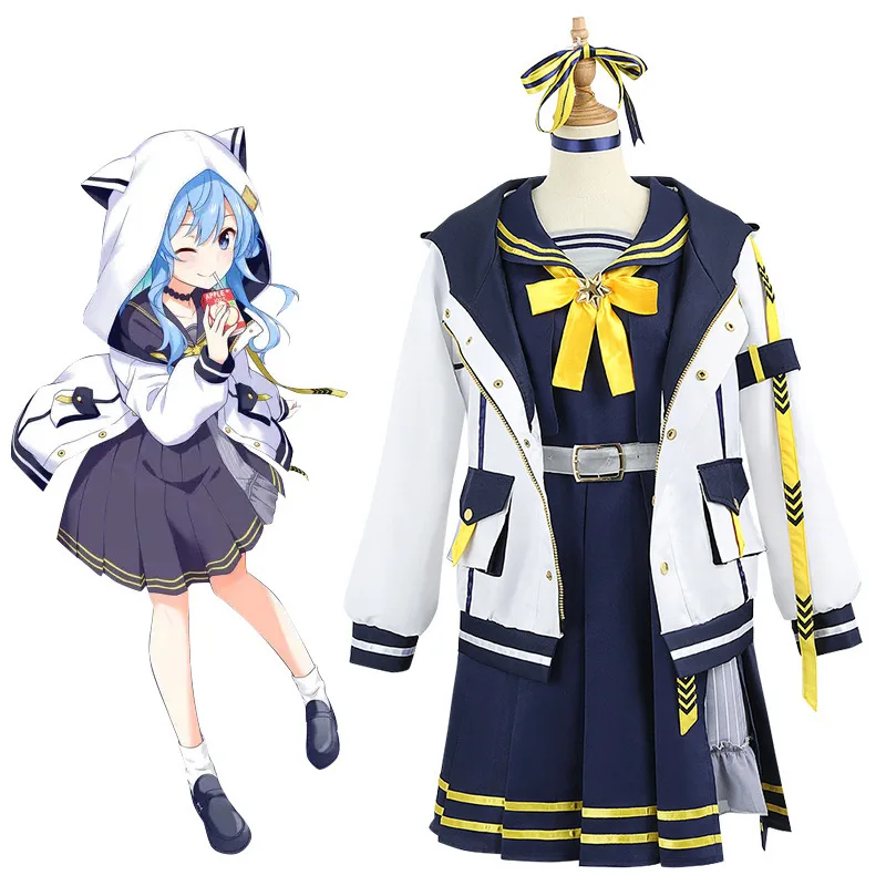 Hosimati Suisei Cosplay Costume Blue Wig Suisui Classic Hololive Vtuber Holo Sailor Suit  JK Uniform Set Halloween Party Disguis