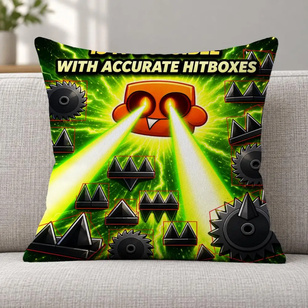 Game Rhythm G-Geometry Dash Cushion Cover Soft Plush Pillow Cover Sofa Bedroom Living Room Bed Office Decor Gift