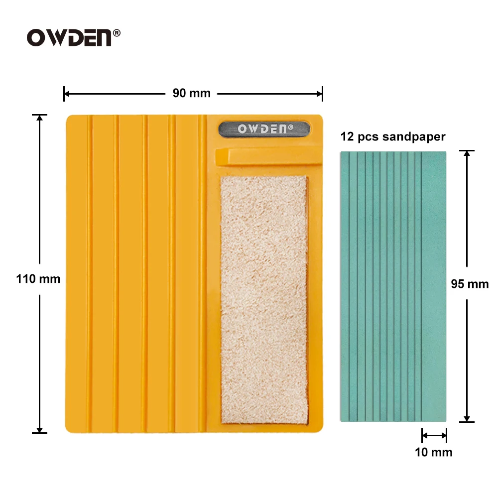 OWDEN New Patent Sharpeners Extended Version with Sandpaper for Sharpening Leather Wide Shovel Edge Beveler Repair Tool