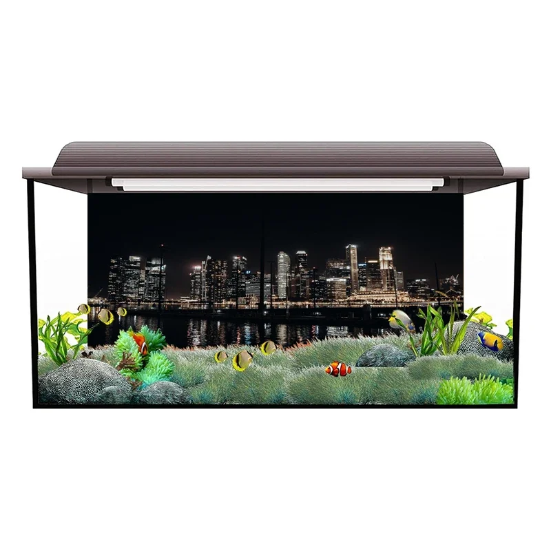 

3D City Night Scene Aquarium Background Poster PVC Adhesive Sticker Fish Tank Underwater World Backdrop Background Sticker