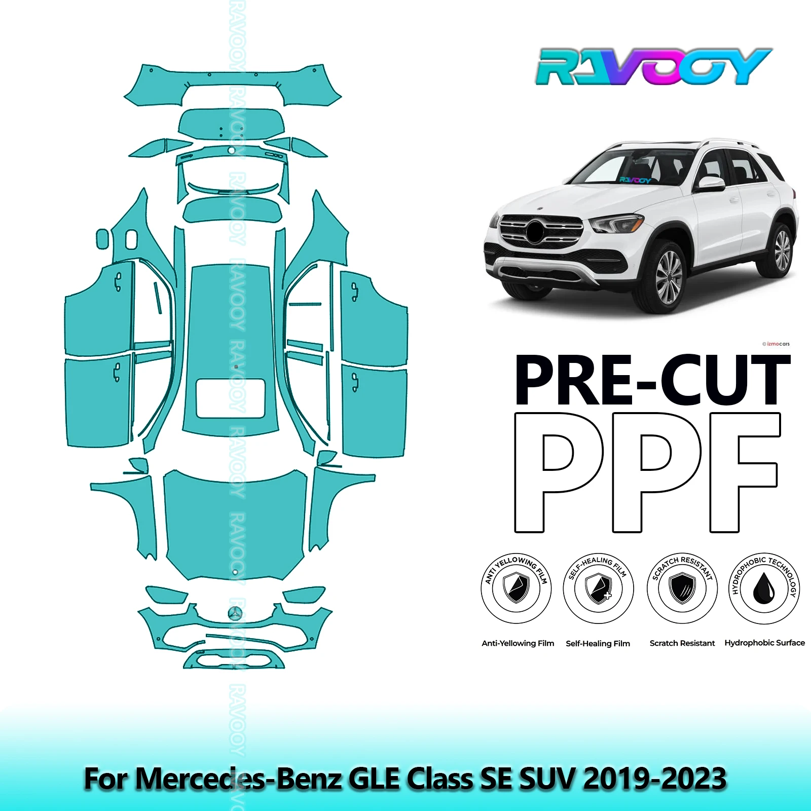 For Mercedes-Benz GLE Class SE SUV 2019-2023 Full Body 8.5Mil Pre-Cut Paint Protection Film PPF Stone Chip Kit Clear/Matte/Black