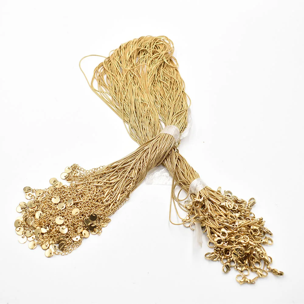 Großhandel 0,9mm Edelstahl Schlangenkette Halskette 45cm+5cm Kette Karabinerverschluss DIY Schmuckzubehör 20 Stück/Lot – Detail 2