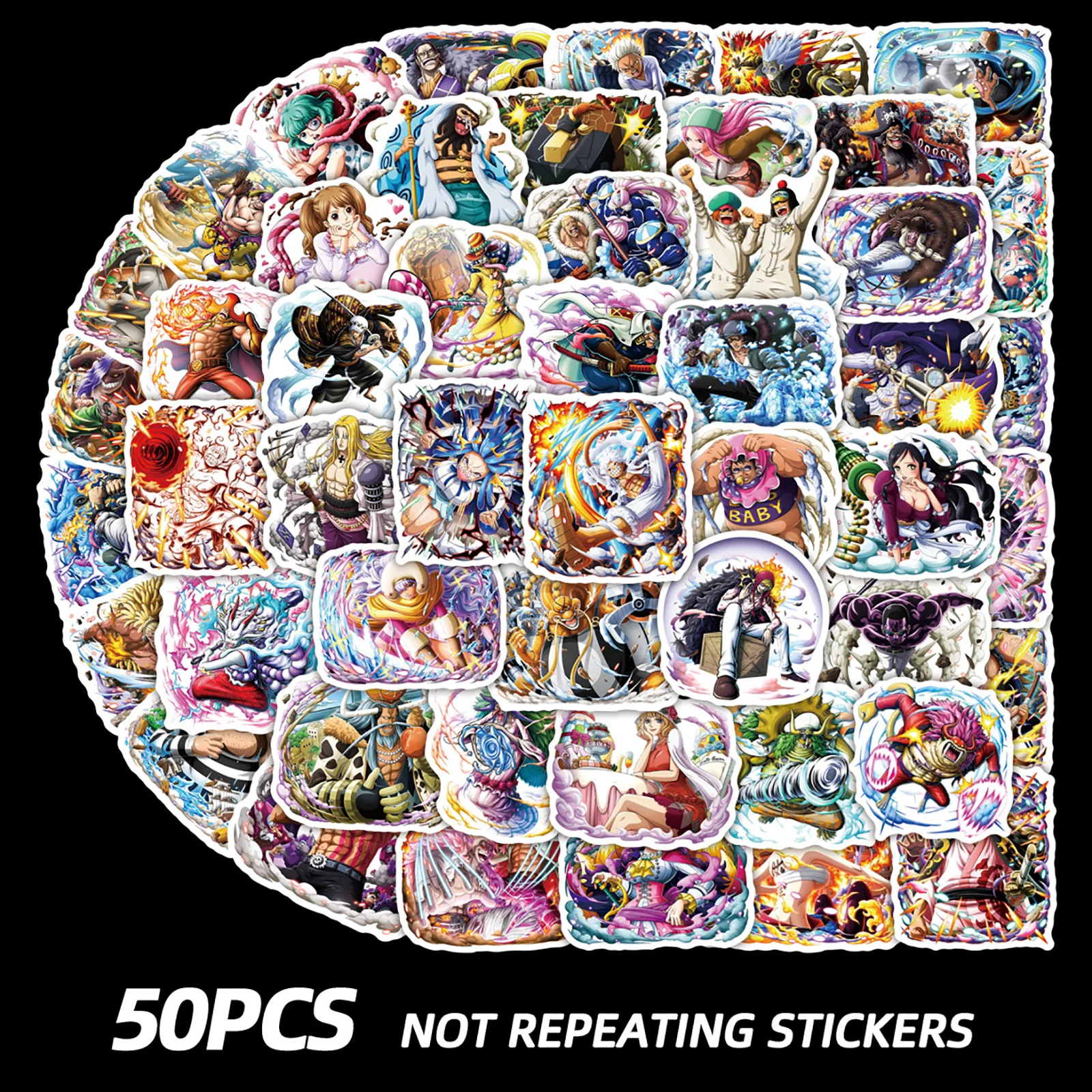 AliExpress Bandai 10/30/60PCS Cool One Piece Anime Stickers Cartoon Decals Notebook Phone Bike Fridge Laptop Suitcase PVC Waterproof Graffiti Toys