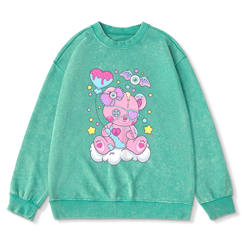 

Colorful Cute Little Bear Washed Hoodies Women Fashion Comfortable Hoodie Autumn Commute Sweatshirts Casual Leisure Female Tops