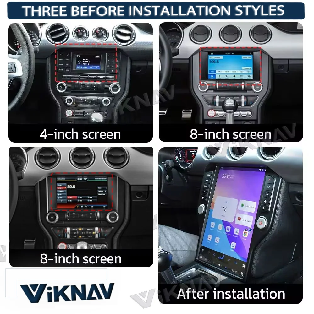 VIKNAV 14.4 Inch Car GPS Navigation For Ford Mustang 2015-2022 Android 13 Auto Radio Stereo Multimedia Player Head Unit