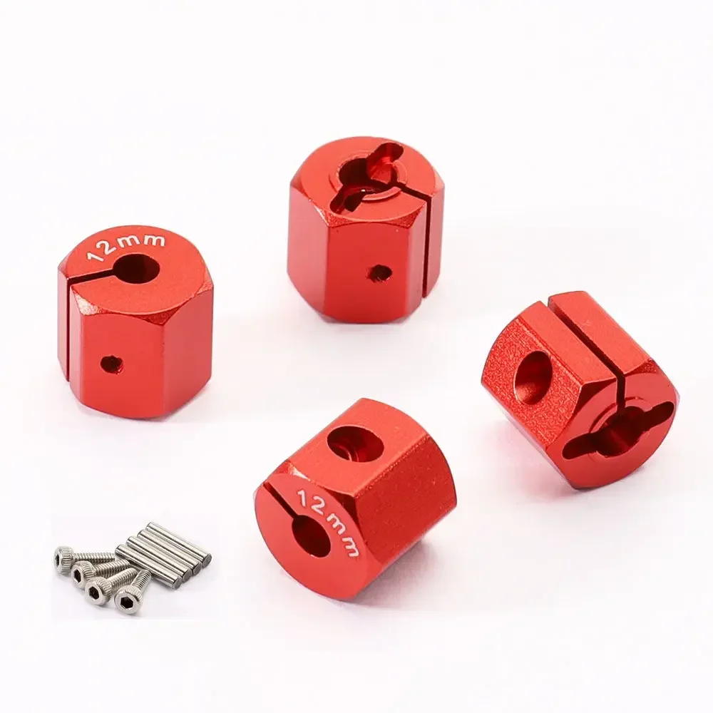 Cubo hexagonal de rueda de 4 piezas y 12MM de grosor, pieza de coche para 1/10 RC Crawler Axial SCX10 MST 90046, 7/8/9/10/11/12mm