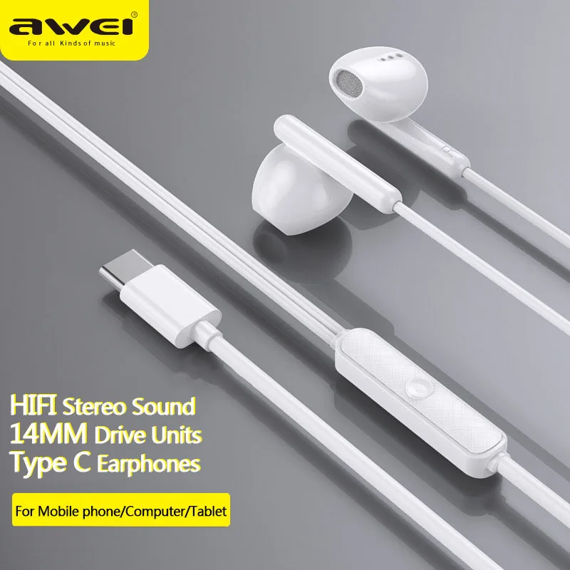 

Awei PC-6/PC-6T Wired Earphones 3.5mm In Ear Earphone with Mic Metal HiFi Stereo Sports Headset Gaming Headphons for Phone PC