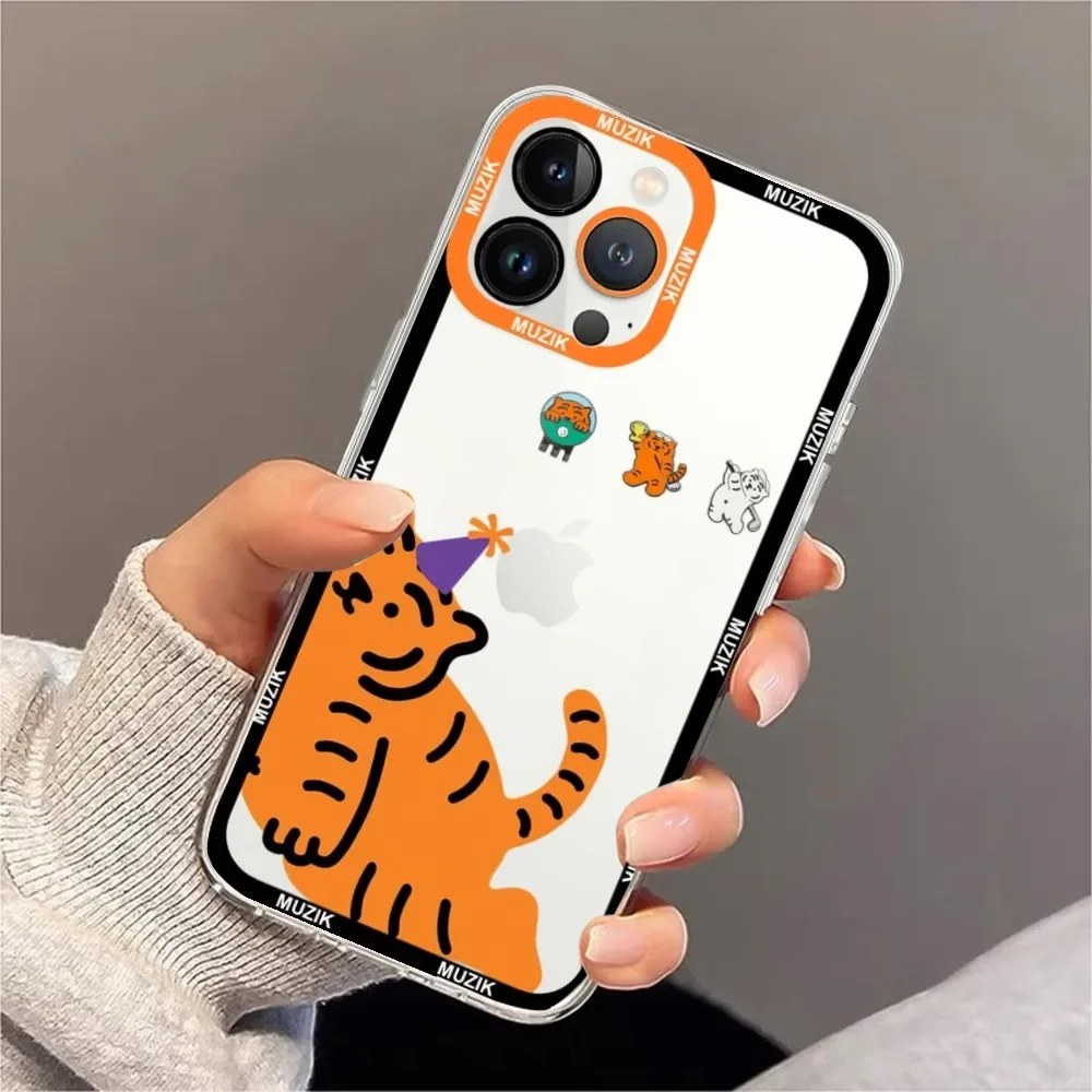 M-MUZIK T-TIGER Phone Case For Samsung S20 S21 S22 S23 Ultra Plus S10 Transparent Border Shell
