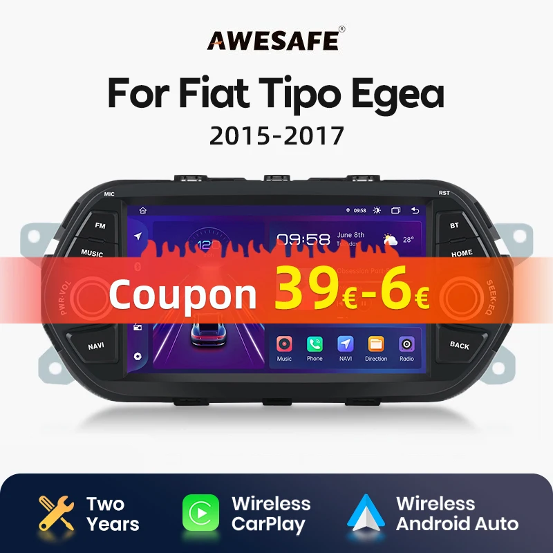 AWESAFE 7Inch Android Auto Radio for Fiat Tipo Egea 2015 -2017 Carplay Car Multimedia GPS 2din autoradio