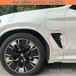 BMW X3 G01 X4 G02 2018-2023 용 자동차 프론트 펜더 사이드 샤크 아가미 사이드 공기 배출구 커버 트림, 블랙 카본 룩 자동차 액세서리