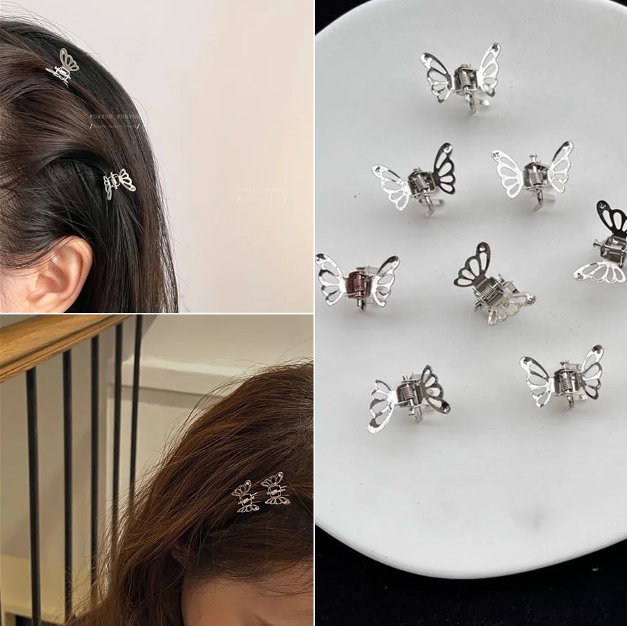 Hot 5pcs Metal Butterfly Hair Clip Claw Clamp Black Silver Women Updo Braid Hair Pin Girls Personality Hair Claw Clip Headwear