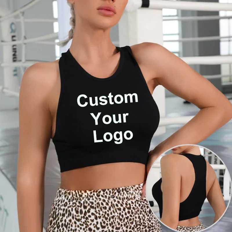 Sleeveless Tank Tops Tees Women Custom Your Logo Solid Casual Fashion Crop Top Ladies High Street Tie Up Croptop Summer Fitness