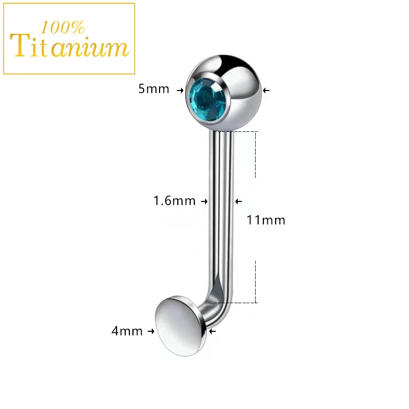 1Pcs F136 Titanium Navel Nail Zircon L -Shaped Rod Lip Rings Women Sexy Vagina Piercing Genital Pussy VCH Body Jewelry 14G 11mm