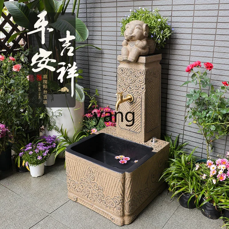 LTT Outdoor Mop Pool Courtyard Garden Outdoor Balcony Column Water Faucet Floor-standing Wash Basin