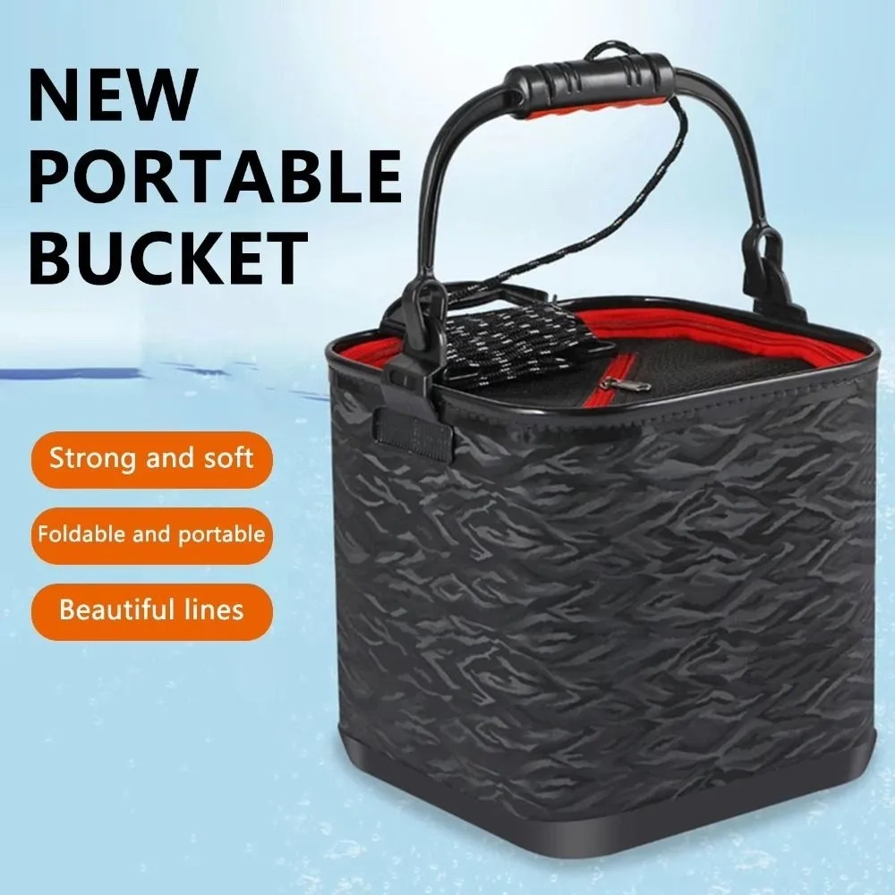 

Gear 3D Textured Folding Bucket Portable Collapsible Fishing Box Multifunctional Foldable Live Bait Container Hiking