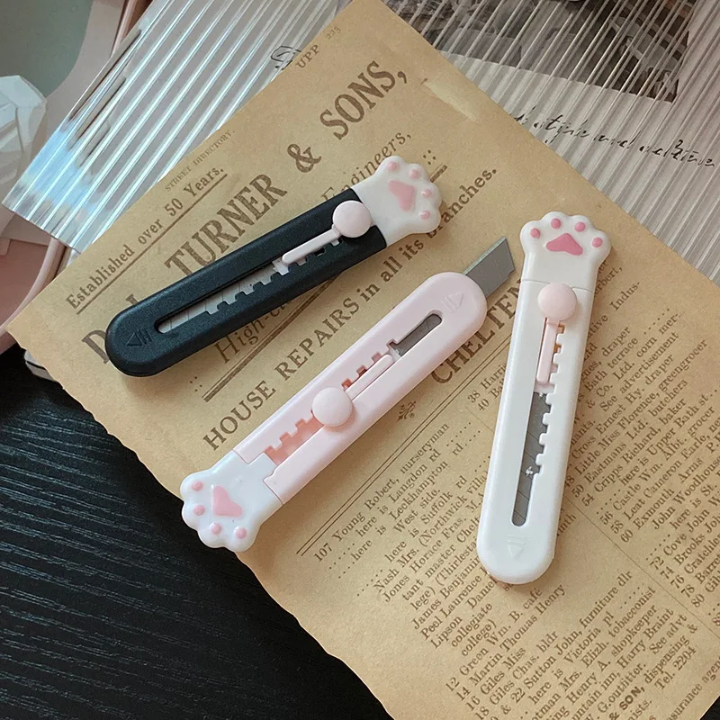 1 قطعة لطيف الفن الصغير سكّين متعدّد الاستخدامات الكرتون القط باو سحابة زهرة شكل القاطع اكسبرس صندوق ظرف ورقي فتاحة شفرة القرطاسية